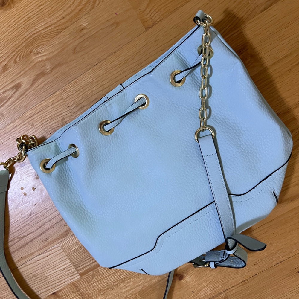 Merona Sky Blue Handbag with Gold Details